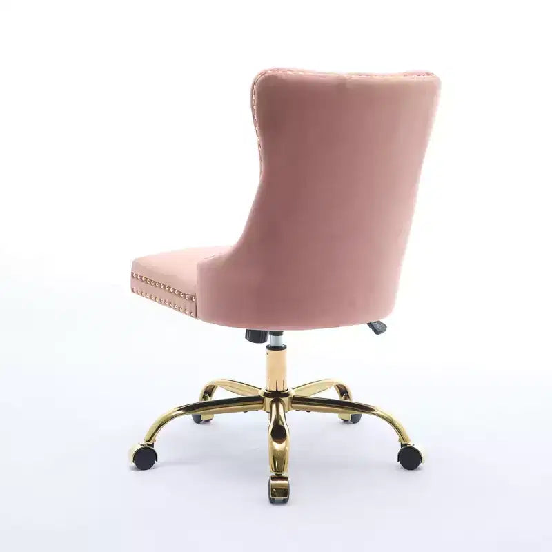 Modern Swivel Home Office Chair with Tufted Back,Plush Velvet Computer Chair with Chrome Metal Base,19.7-22.4Adjustable Height
