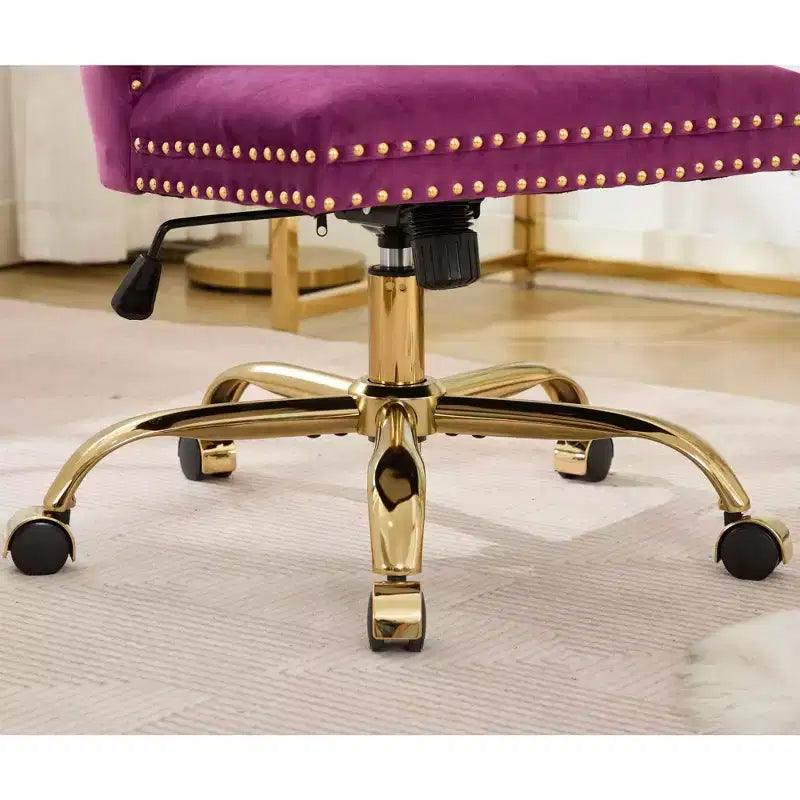 Modern Swivel Home Office Chair with Tufted Back,Plush Velvet Computer Chair with Chrome Metal Base,19.7-22.4Adjustable Height