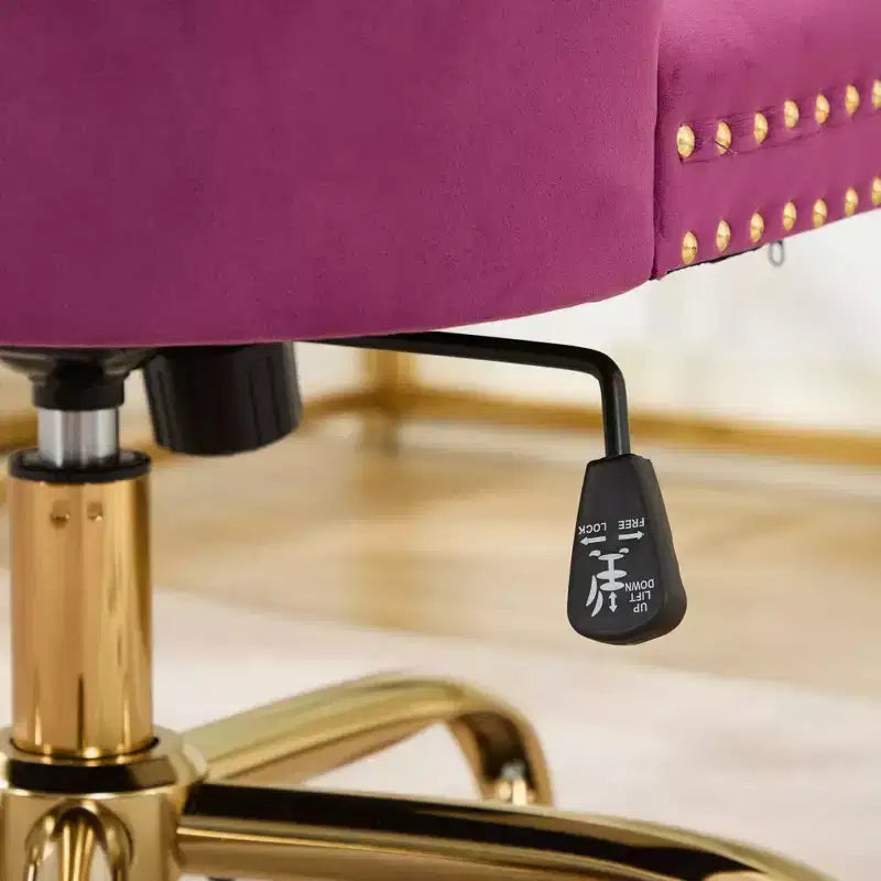 Modern Swivel Home Office Chair with Tufted Back,Plush Velvet Computer Chair with Chrome Metal Base,19.7-22.4Adjustable Height
