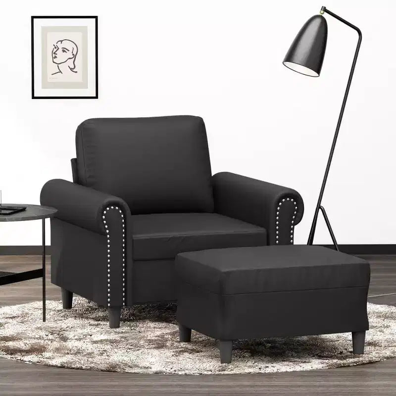 Sofa Chair with Footstool Black 23.6 Faux Leather
