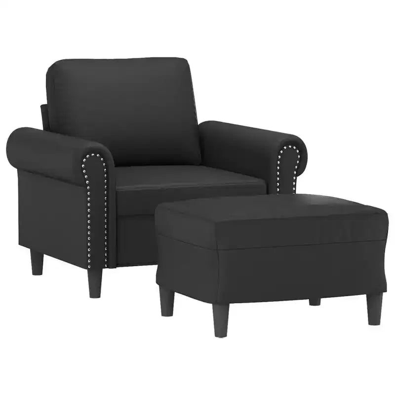 Sofa Chair with Footstool Black 23.6 Faux Leather
