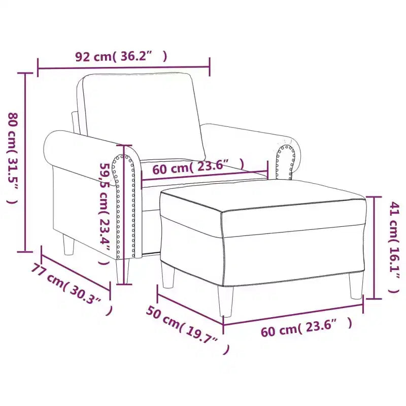 Sofa Chair with Footstool Black 23.6 Faux Leather