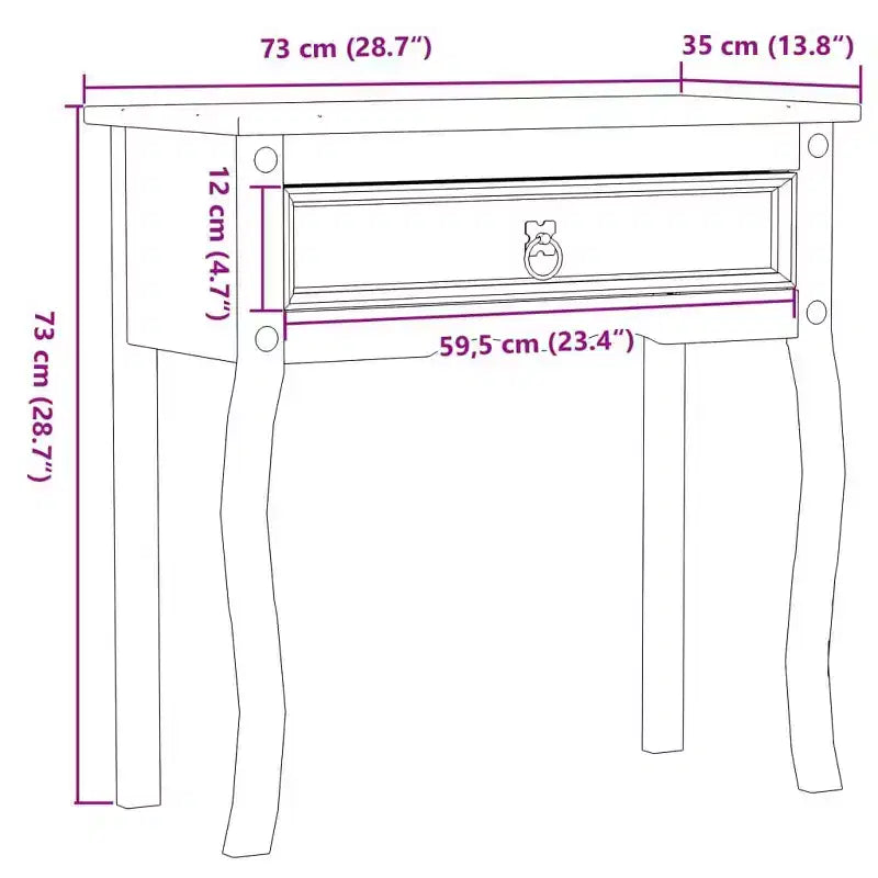Console Table Corona 28.7x13.8x28.7 Solid Wood Pine