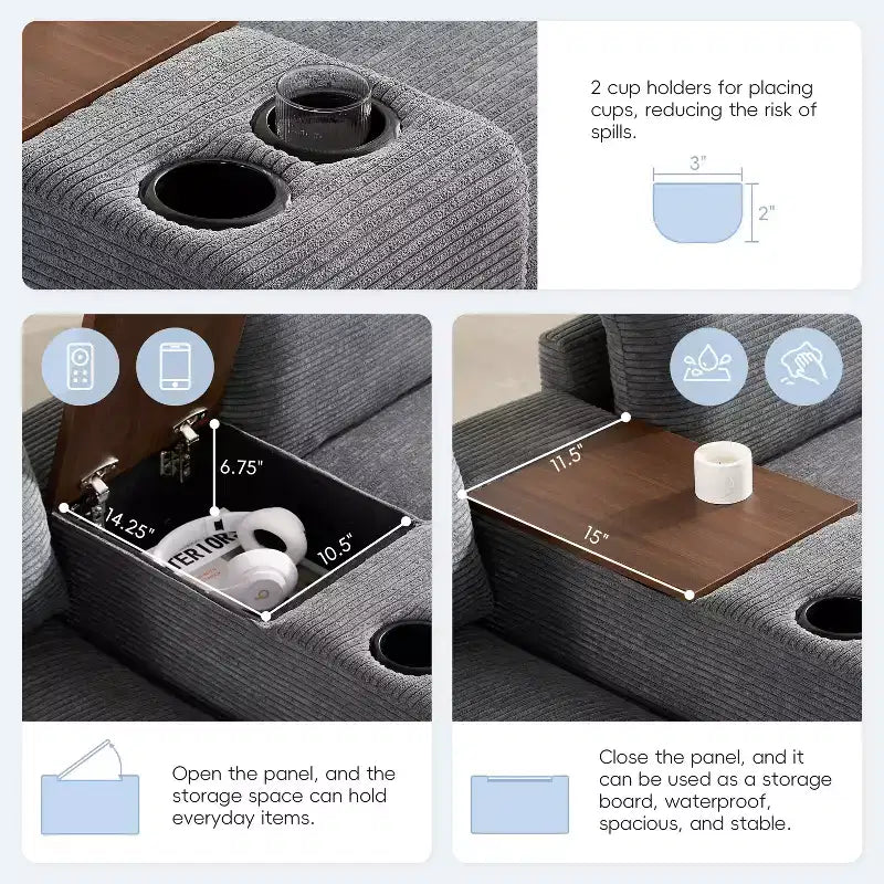 Clihome 140'' Oversized Modular Sectional Sofa with Movable Storage Ottoman,Cup Holder,Wide Seat,USB Charger,6 Seat U Shaped Corduroy Couch