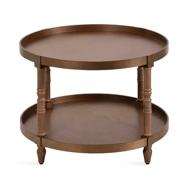 Round Wood Coffee Table, 29x29x21, Rustic Brown