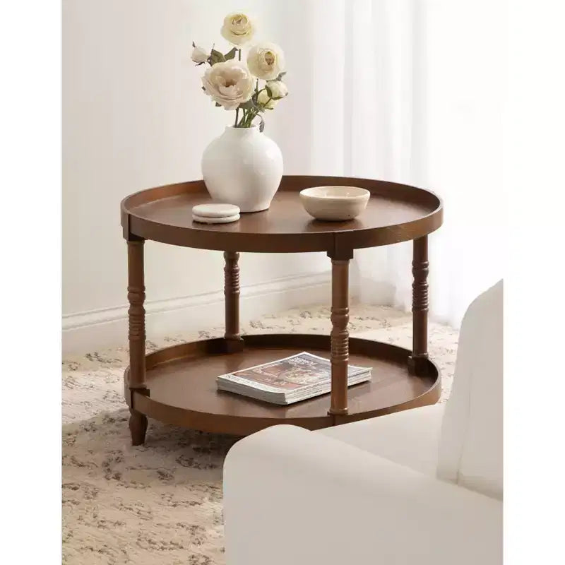 Round Wood Coffee Table, 29x29x21, Rustic Brown