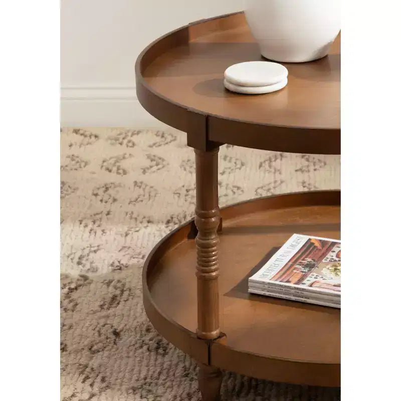 Round Wood Coffee Table, 29x29x21, Rustic Brown
